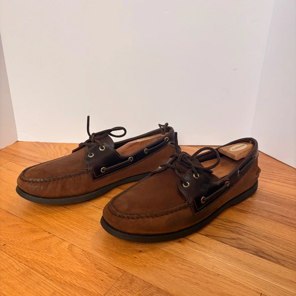 Sperry Top-Sider Authentic Original 2-Eye Brown Leather Boat Shoes Mens 12M